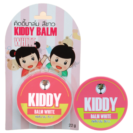 Kiddy balm (คิดดี้ บาล์ม) สีขาว บรรเทาอาการคัดจมูก เนื่องจากหวัด ยาหม่องสำหรับเด็ก 22 กรัม