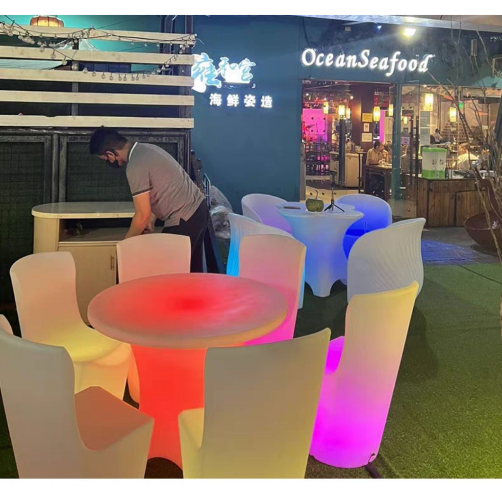 โต๊ะเคาเตอร์บาร์ ชุดโต๊ะและเก้าอี้นั่งมีไฟ เค้าเตอร์บาร์ร้านอาหาร โต๊ะบาร์แบบมีไฟ เค้าเตอร์บาร์ร้านเ