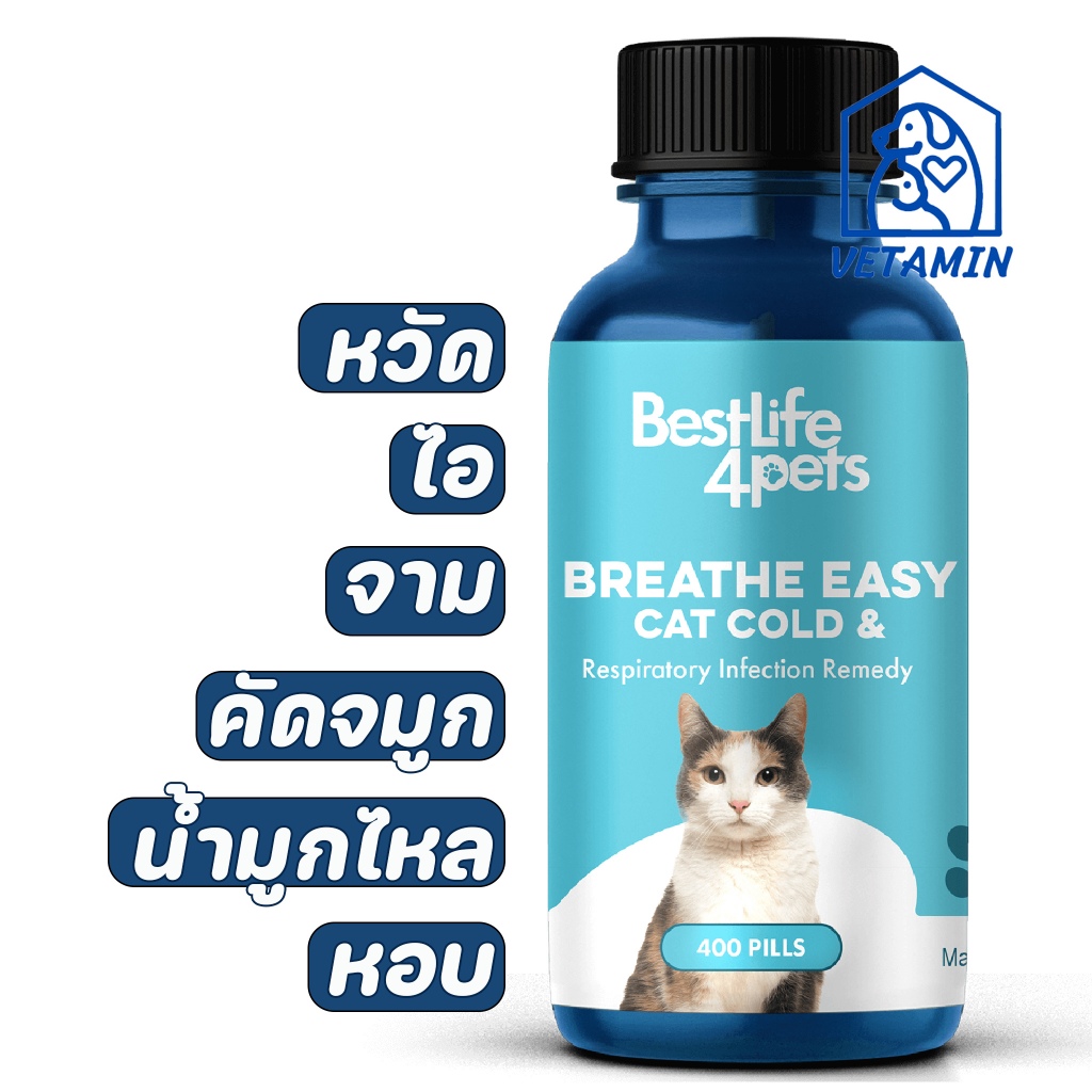 [20 เม็ด ส่งฟรี]พร้อมส่ง วิตามินสำหรับแมวเป็นหวัด ไอ จาม เสริมการทำงานของะบบทางเดินหายใจ Exp.12/27