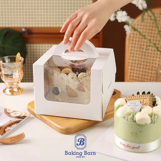 Baking Barn Cake box กล่องเค้ก (10 ใบ/แพค) กล่องขนม เค้กใส่เค้ก หูหิ้ว ใส่ขนม ฐานรองสีขาว