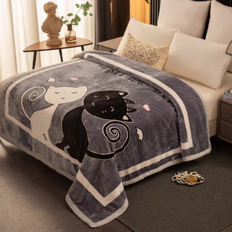 ผ้าห่มขนมิ้งค์ 6ฟุตแบบหนา2หน้าเย็บขอบ นุ่ม（175x200cm） - รูปที่ 2