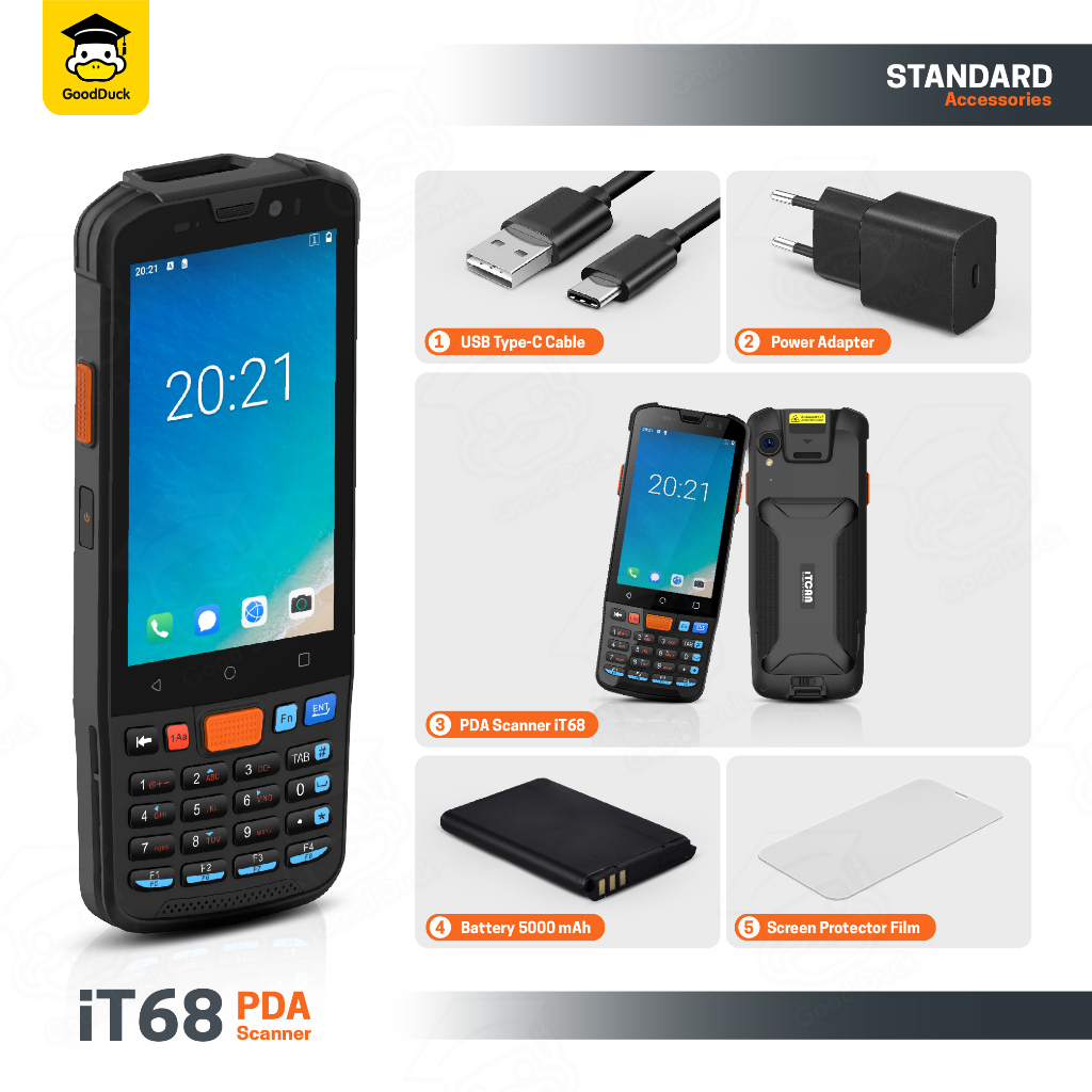 เครื่องนับสินค้าคงคลัง PDA IT68 Android 4G เครื่องสแกนบาร์โค้ด รองรับ1D/2D นับสต็อก สแกนเนอร์พกพา