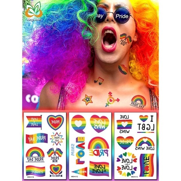 PRIDE LGBT LGBTQ LGBTQA+ Rainbow Temporary Tattoo Easy Washable แทคทูสีรุ้ง แทคทู สีรุ้ง รอยสักสีรุ้