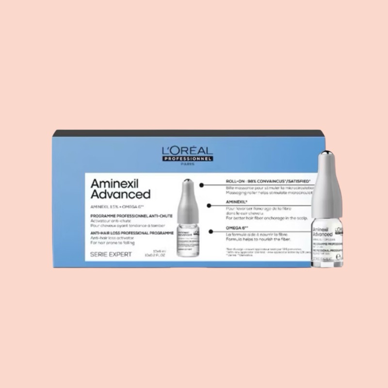 LOREAL Aminexil Advanced 6 ML. X 10 ขวด ชุดเซรั่มหนังศีรษะลดผมขาดร่วง กระตุ้นการเกิดใหม่ของเส้นผมดูห