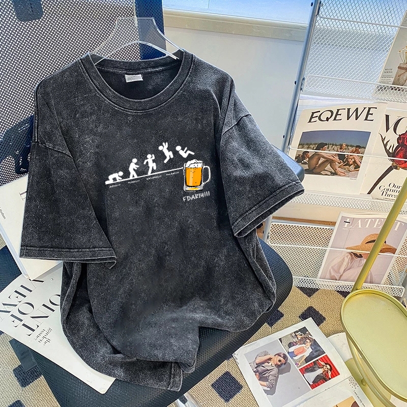 Top.street เสื้อยืด oversize วินเทจ แขนสั้น cotton 100% ใส่สบาย เสื้อชาย โอเวอร์ไซส์ สไตล์เกาหลี เสื้อฟอก 3XL