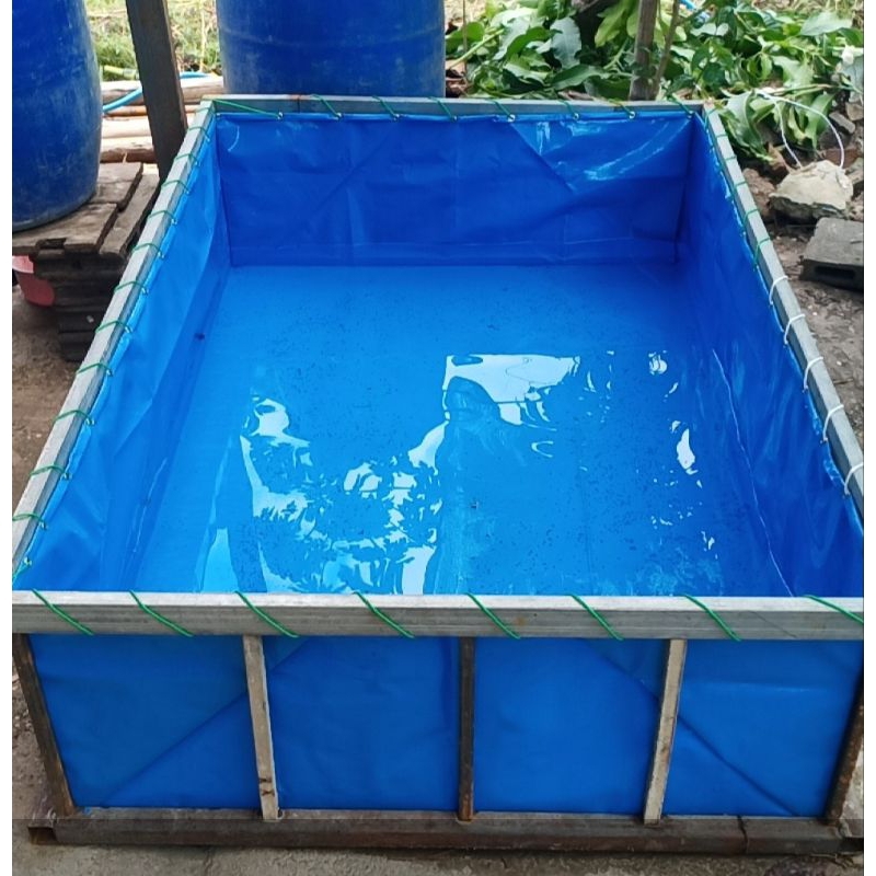 บ่อผ้าใบ บ่อเลี้ยงปลา เกรดA.100×150×40ซม.แถมเชืก.(ไม่รวมโครง.
