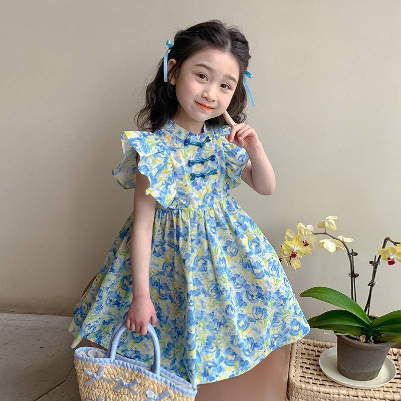 [Y D]🔥พร้อมส่ง🔥ชุดเดรสเจ้าหญิงลายดอกไม้ แฟชั่นใหม่ สไตล์จีน แขนระบาย สำหรับเด็กผู้หญิง#376 - รูปที่ 2