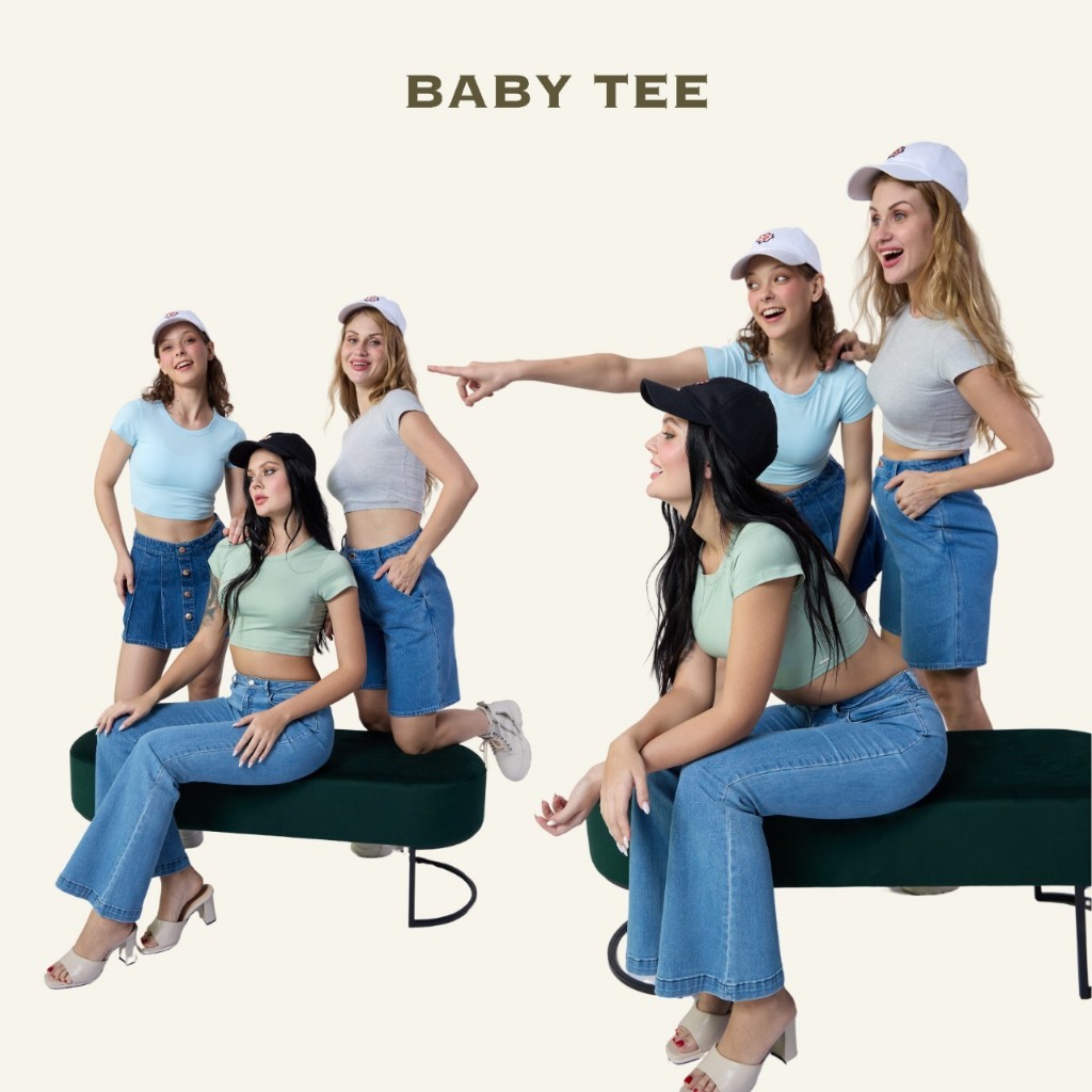 IDENTITYID Baby Tee เสื้อยืดครอปแขนสั้น สีพื้น เรียบง่าย ใส่สบาย แฟชั่นผู้หญิง แมทช์ง่ายกับทุกชุด