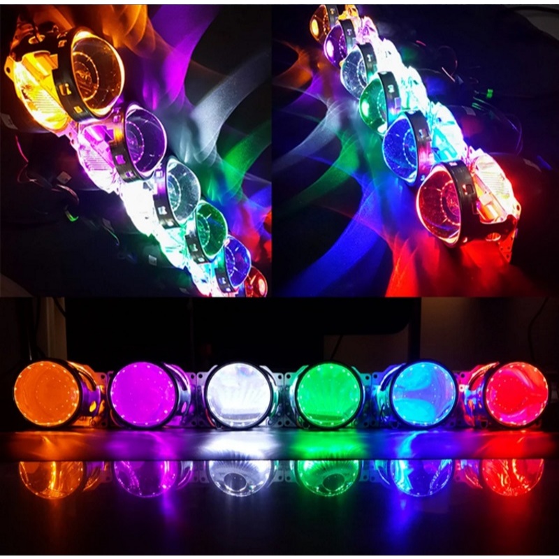 Devil eye(ไฟสะท้อนสีในเลนส์) เป็นแบบ 360 องศา ใส่ในโปรเจคเตอร์ ขนาด 2.5 - 3.2 นิ้วได้ จำนวน 1 คู่ ปก.1เดือน