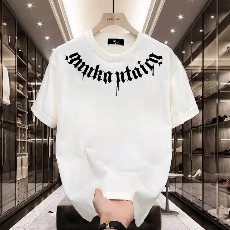 เสื้อยืดคอกลมแขนสั้น พิมพ์ลายตัวอักษรทรงหลวมสไตล์สตรีทวินเทจ เข้ากับทุกการแต่งกายแฟชั่นสําหรับผู้ชาย