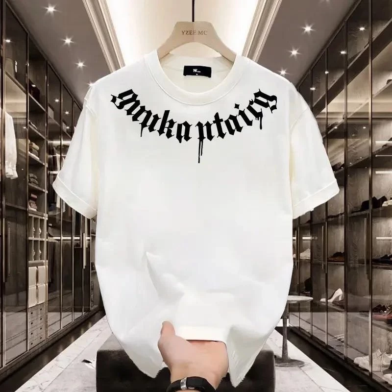 เสื้อยืดคอกลมแขนสั้น พิมพ์ลายตัวอักษรทรงหลวมสไตล์สตรีทวินเทจ เข้ากับทุกการแต่งกายแฟชั่นสําหรับผู้ชาย