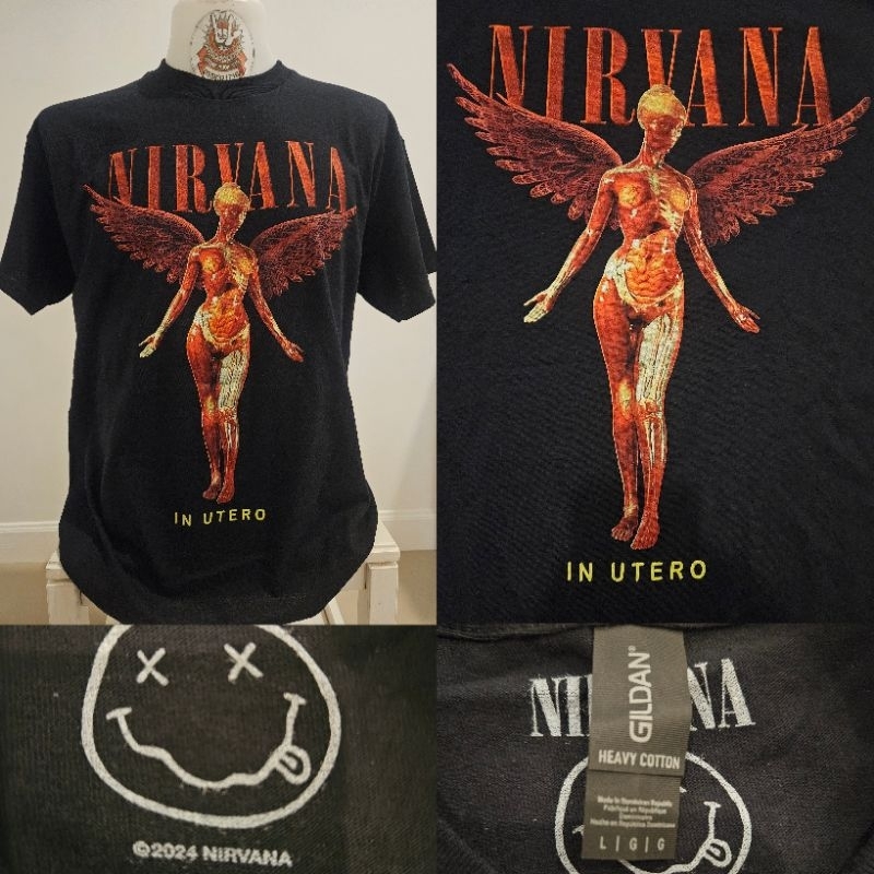 🔥เสื้อวง Nirvana IN U TERO เสื้อวงงานลิขสิทธิ์แท้ นำเข้า ป้ายGildan สินค้ามือ1 ของแท้🌍