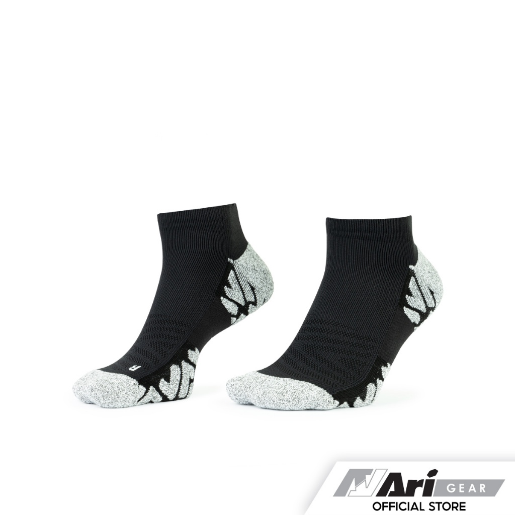 ARI HYPER WAVE CUSHION RUNNING TAB SOCKS - BLACK/GREY/BLACK