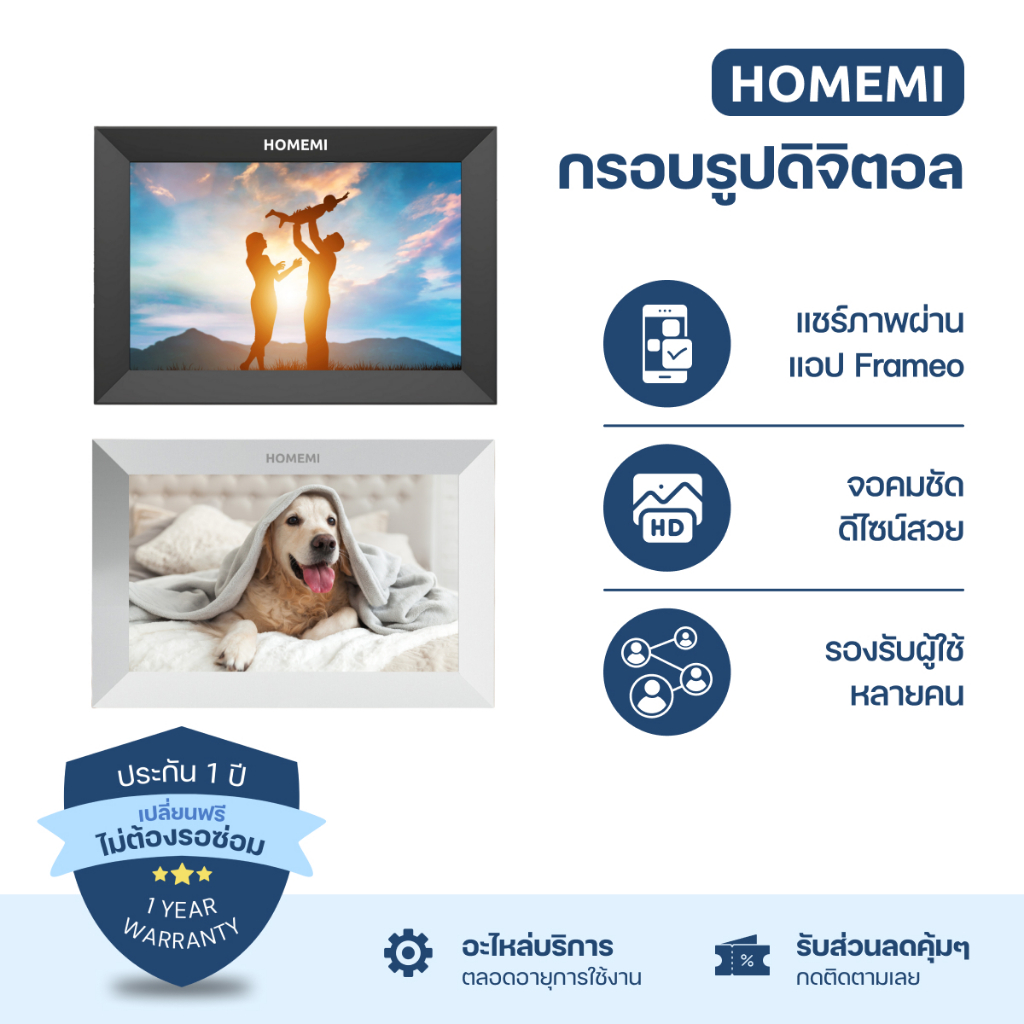 Homemi 10.1-Inch Digital Photo Frame with Frameo App กรอบรูปดิจิตอลขนาด 10.1 นิ้ว เชื่อมต่อแอพ Frameo ได้