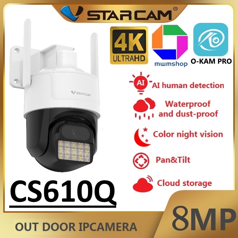 Vstarcam CS610Q / CS669 PLUS ความละเอียด 8 MP กล้องวงจรปิดไร้สายOutdoor 4K UHD Color Night Vision มี
