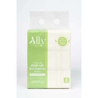 (3แพ็ค) Ally Pop-Up Pack กระดาษทิชชู่เยื่อไผ่แอลลี่ขนาดพกพา