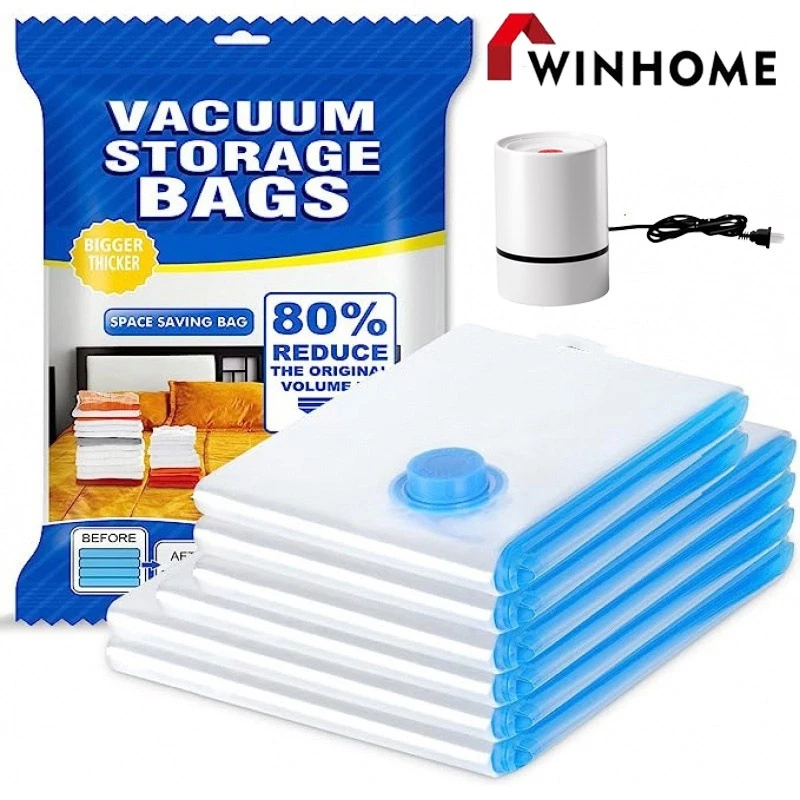 ถุงบีบอัด ถุงบีบอัดสูญญากาศ มีหลายขนาดให้เลือก Vacuum bag พร้อมปั้มลม การปิดผนึกแบบพิเศษ ป้องกันความชื้นและป้องกันเชื้อร