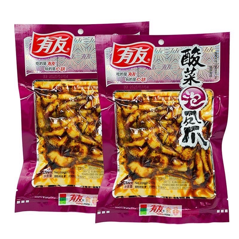 wifi mala🔥 ตีนไก่ดองพริกสำเร็จรูป 70-80g (有友泡椒凤爪) เพียงเเกะซองก็อร่อยได้ทันทีค่ะ