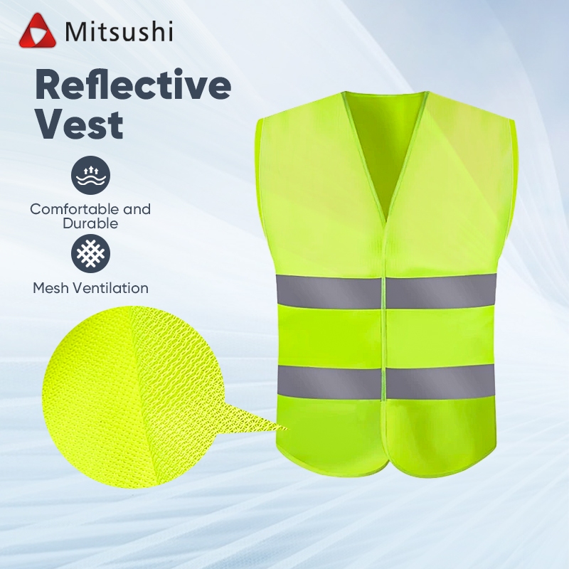 Mitsushi เสื้อกั๊กสะท้อนแสง ระบายอากาศได้ดี แบบตาไข่ เสื้อกั๊กเซฟตี้  เสื้อกั๊กสะท้อนแสง เพื่อความปลอดภัย