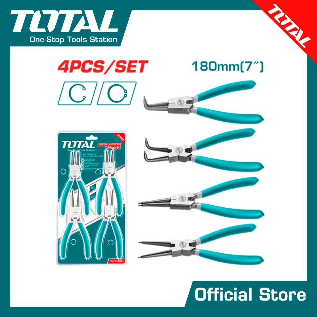 TOTAL คีมหนีบ-ถ่าง 4 ตัวชุด ขนาด 7 นิ้ว รุ่น THT114041
