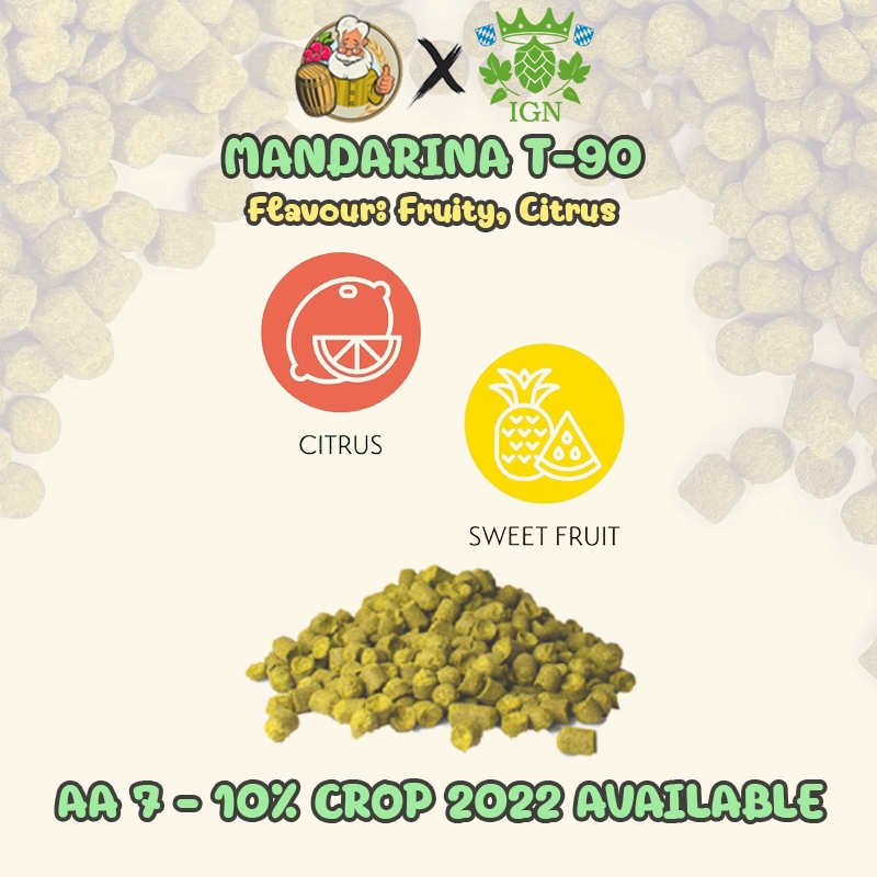 แมนดาริน่า บาวาเรียฮอปส์ Mandarina Bavaria (GR) Hops Crop Year 2022 hops ทำเบียร์ hops beer ฮอปทำเบี