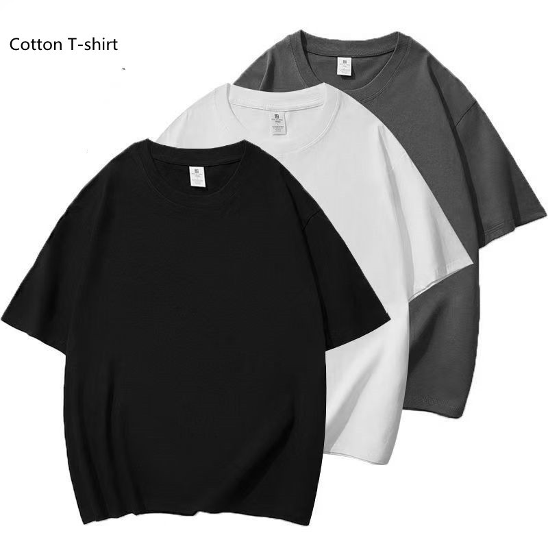เสื้อยืดผ้าคอตตอน100% ชายและหญิง สีพื้น oversize เสื้อผ้าสาวอวบไตล์เกาหลี เสื้อโอเวอร์ไซส์ผู้หญิงแฟชั่น ผ้าใส่สบาย สีดำ