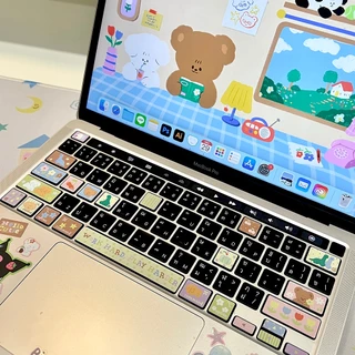 WGG x stickwithme4ev apple keyboard sticker V2 สติกเกอร์ติดคีย์บอดลายใหม่ โทนสีน้ำตาลชมพู | Stickwithme4ev