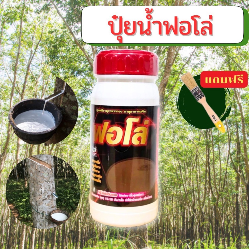 ปุ๋ยน้ำ ฟอโล่ (1แถม1) บำรุงหน้ายางพารา เพิ่มน้ำยาง 1ขวดแถมแปรง1ชิ้น (1ขวด500cc)