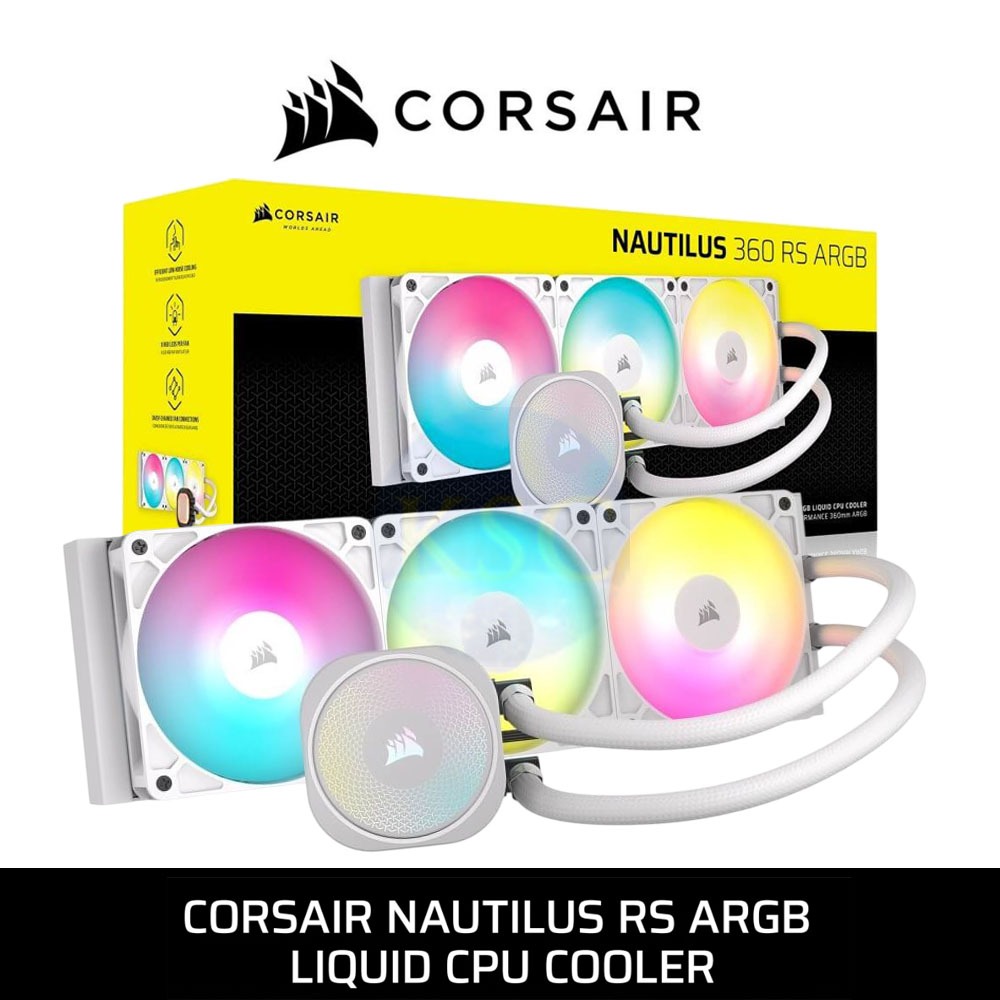 ส่งด่วน Liquid CPU Cooler Corsair NAUTILUS 360 RS ARGB WHITE 360mm (CW-9060095-WW)