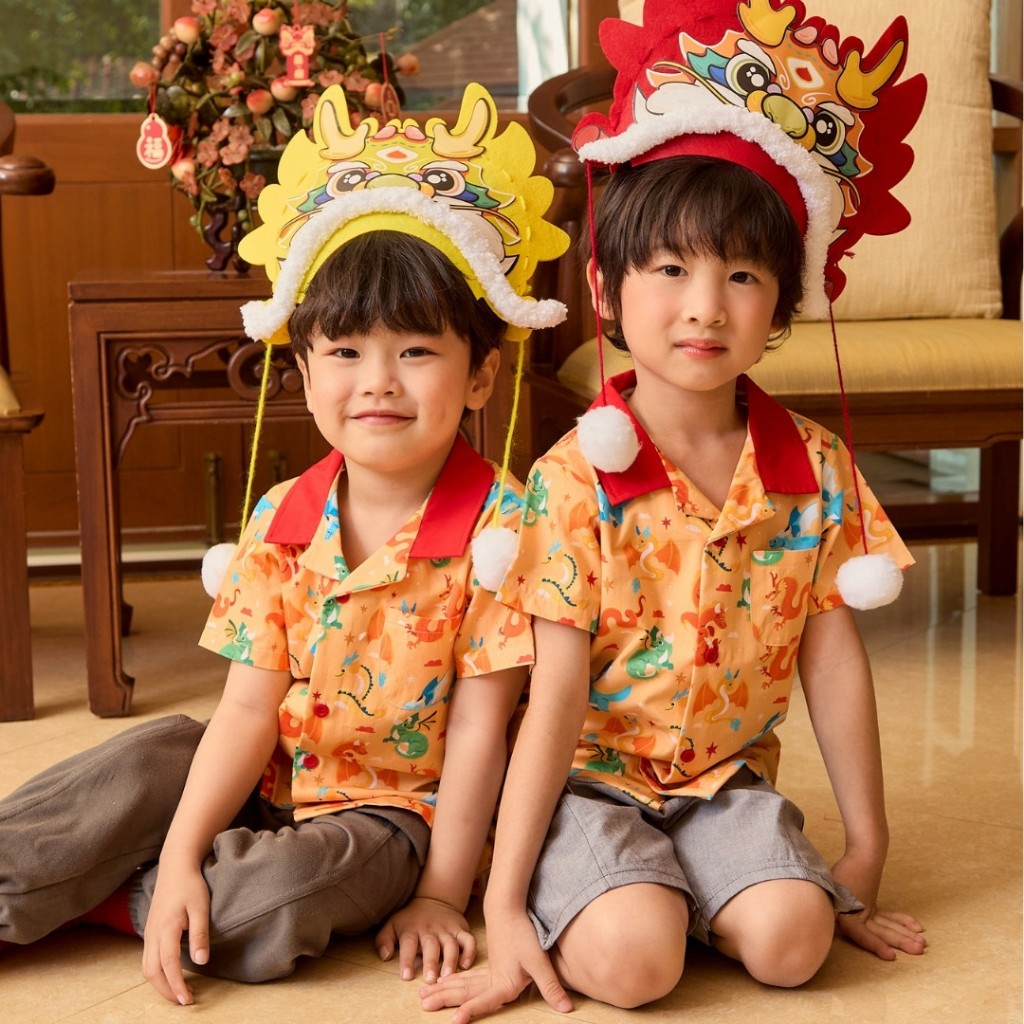 e'clat เสื้อคริสมาสต์ เสื้อเชิ๊ตเด็ก ชุดเทศกาล ลายมังกร เสื้อผ้าเด็ก1-6ปี ผ้าพิมพ์ลาย100% cotton 9056-9062-9144