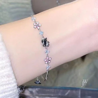 OUTLETS ล้างสต็อกจากโรงงานตรง สร้อยข้อมือ SAKURA KITTY สร้อยข้อมือเงิน ลายคิตตี้ Valentine ของขวัญ