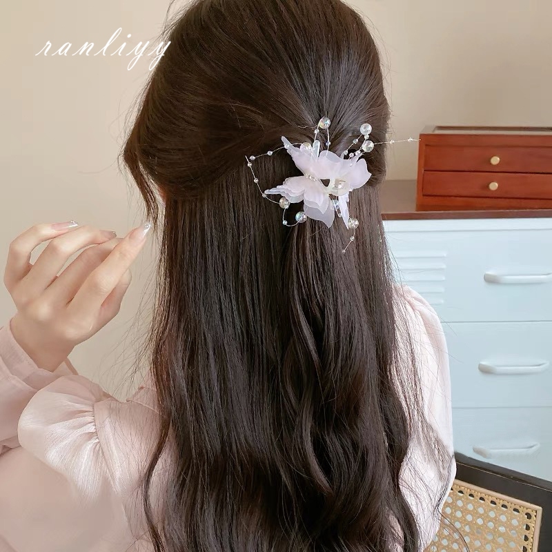 ส่งเร็ว กิ๊บติดผมผีเสื้อประดับเพชรหวานสไตล์เกาหลีจับคลิปแฟชั่นหางม้าเครื่องประดับผมผู้หญิง-Ranliyy