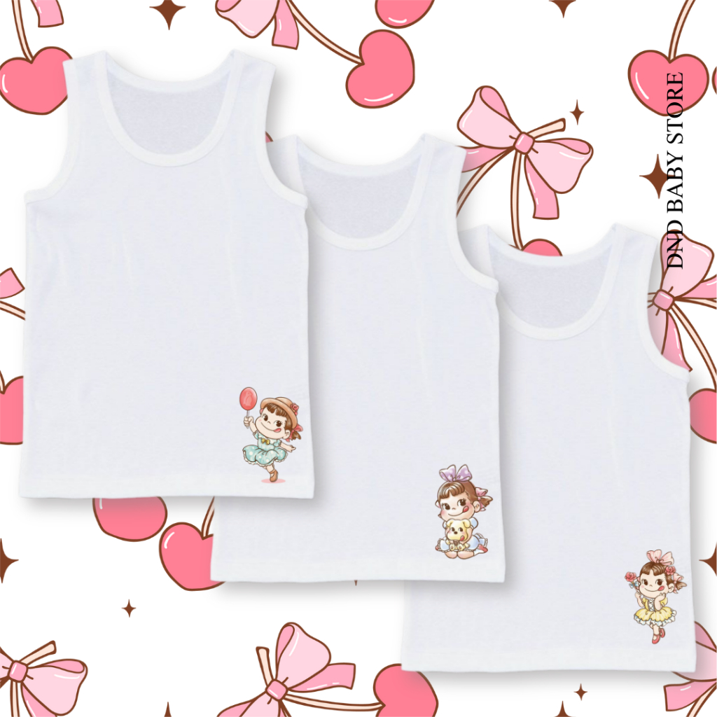 เสื้อซับในเด็กหญิง เสื้อกล้ามเด็ก ลายการ์ตูน Peko เปโกะ s-3xl 10-50 กก. ผ้านุ่ม ไม่ขึ้นเม็ดขุย #เสื้อกล้าม