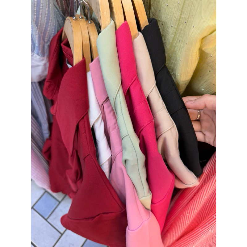 (อก 50“) เสื้อเชิ้ตแขนยาว (สีพื้น) โบว์คู่หน้า (ผ้า Crepe รูปที่ 4