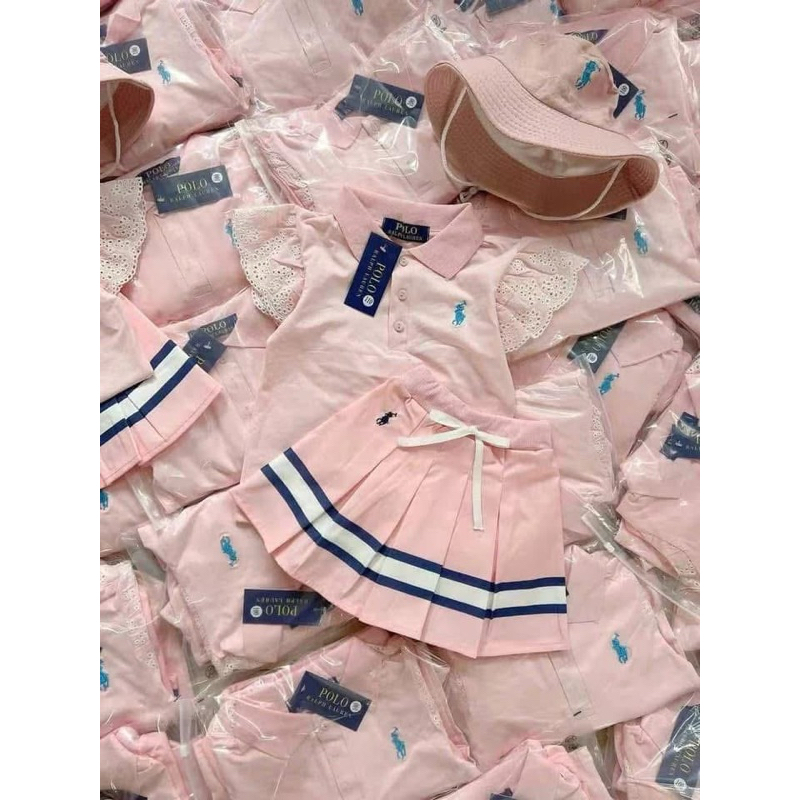 พร้อมส่ง ชุดเซ็ตลูกสาวได้ 3 ชิ้นเลยค่าาา เสื้อ+กระโปรง+หมวก