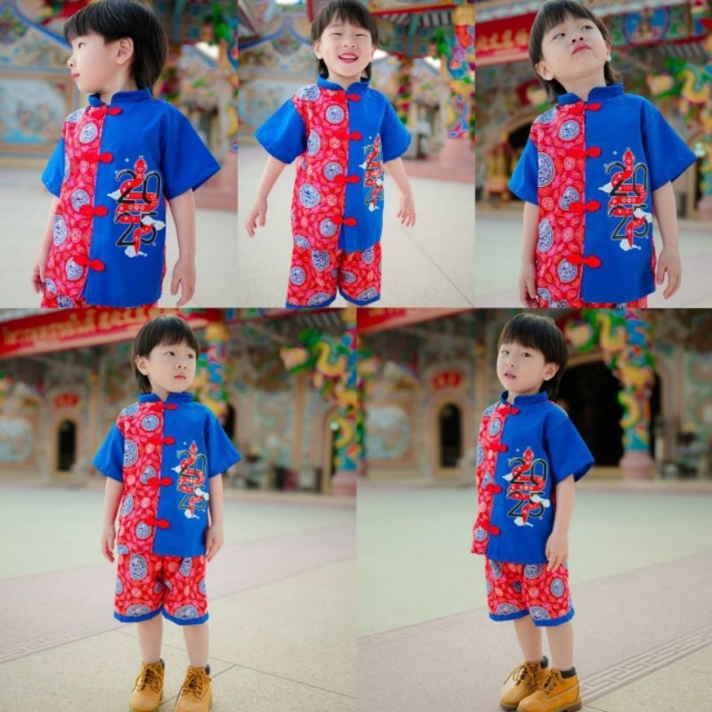 ชุดตรุษจีน แดงน้ำเงินเด็ก ลูกชาย