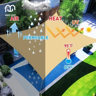 MEET COZY ผ้าบังแดด HDPE/160GMS ผ้าใบกลางแจ้ง สามเหลี่ยมมุมฉาก กันยูวี ร่มใหญ่ๆ # 1 FB-E