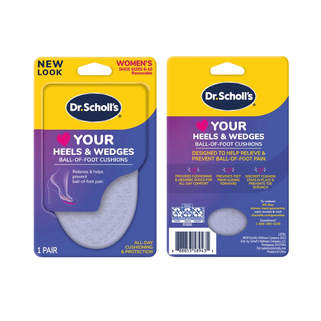 Dr.Scholl's Your Heels & Wedges Ball-of-Foot Cushions Women เป็นแผ่นรองเท้า ทำจากโพลียูรีเทนเจล สำหรับผู้หญิง