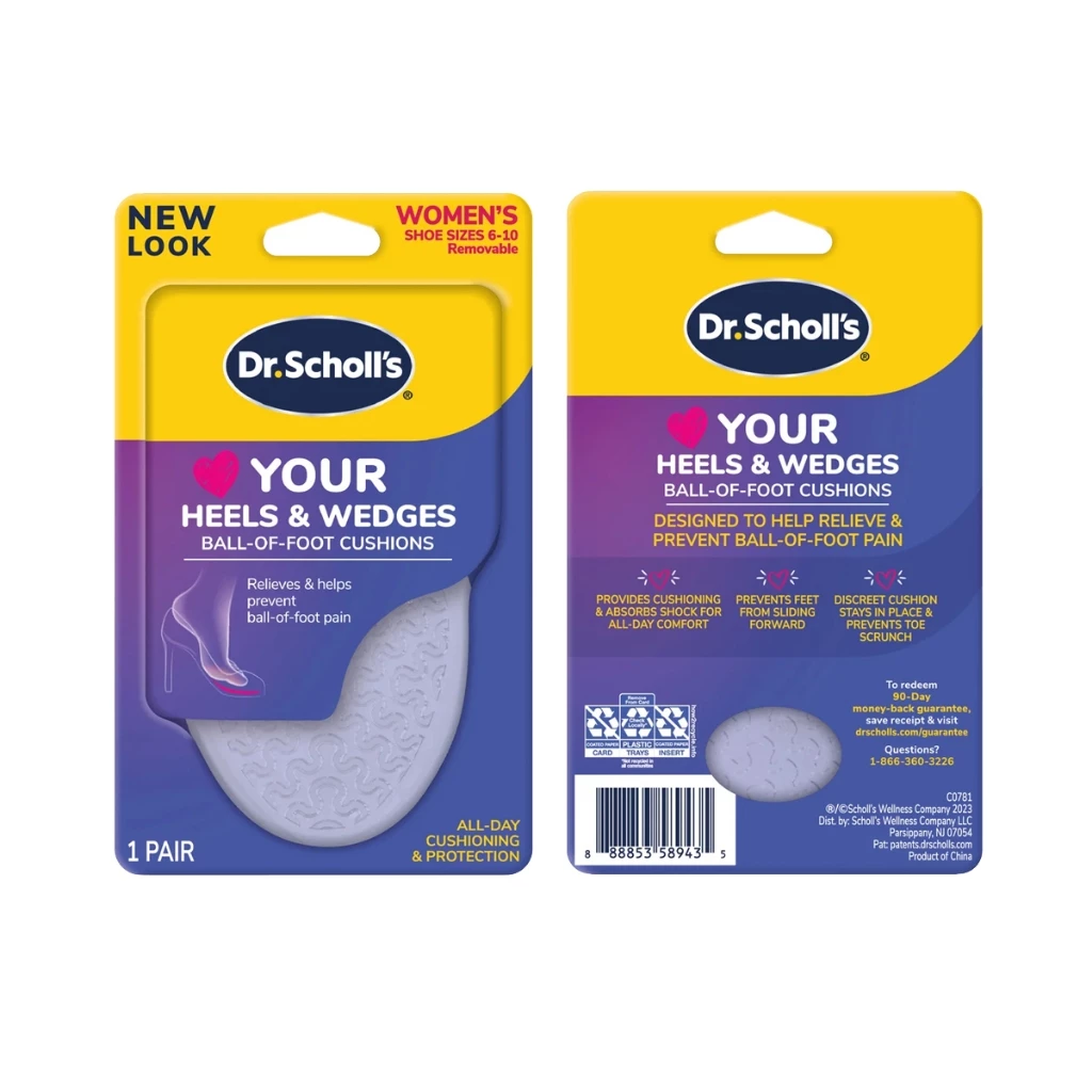 Dr.Scholl's Your Heels & Wedges Ball-of-Foot Cushions Women เป็นแผ่นรองเท้า ทำจากโพลียูรีเทนเจล สำหรับผู้หญิง