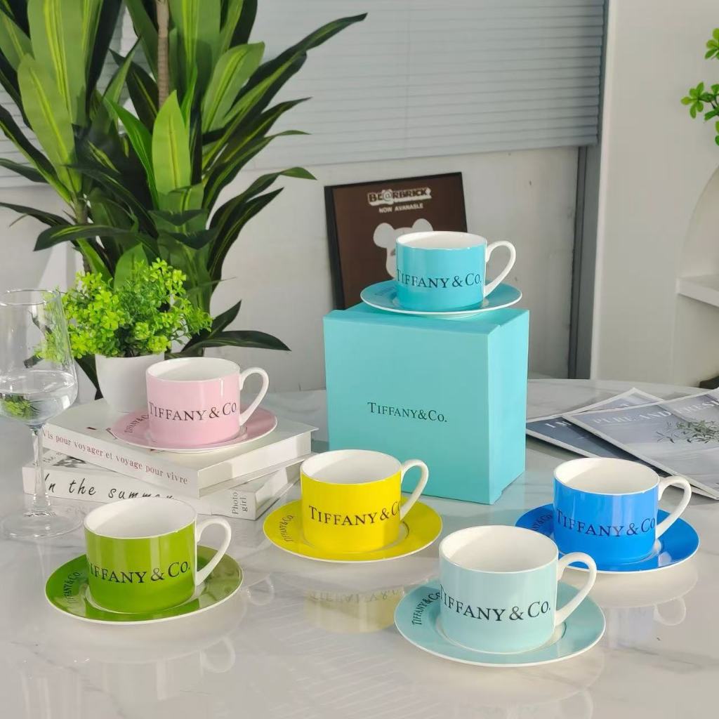 Tiff home light luxury bone China fancy coffee cup saucer Single cup saucer afternoon tea cup saucer