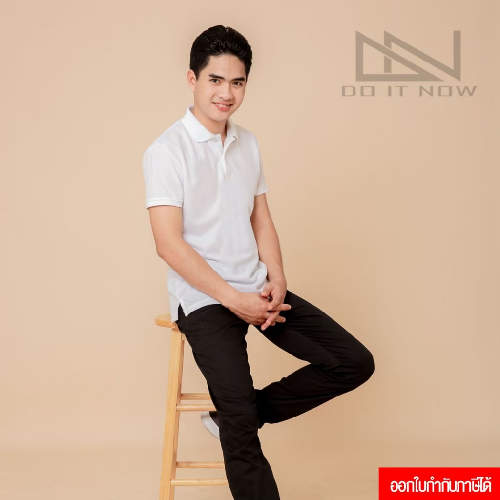 เสื้อโปโลแขนจั๊ม 🔥สีขาว🔥 (ชาย)  By Doitnow  สินค้าคุณภาพ จากแห่งผลิตโดยตรง!!