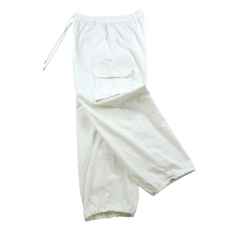 (เอว 31-34)กางเกง GU Polyster Cargo trousers pants สีขาว OffWhite (P0125-30)