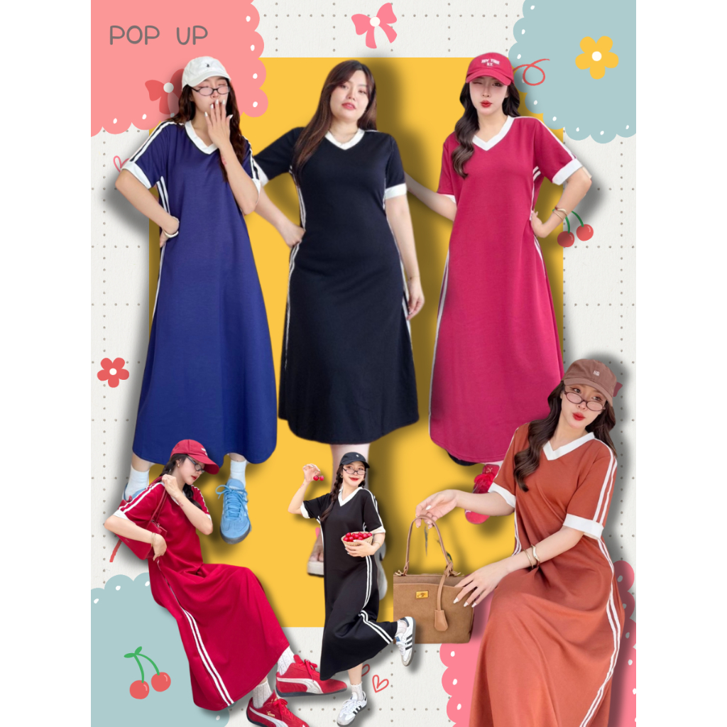 POP UP เดรสคอตตอนผสมสุดชิค ใส่สบายได้ทุกไซส์ ทั้งสาวอวบและสาวผอม เนื้อผ้านุ่ม ใส่สบาย ไม่ร้อน เหมาะสำหรับทุกกิจกรรม