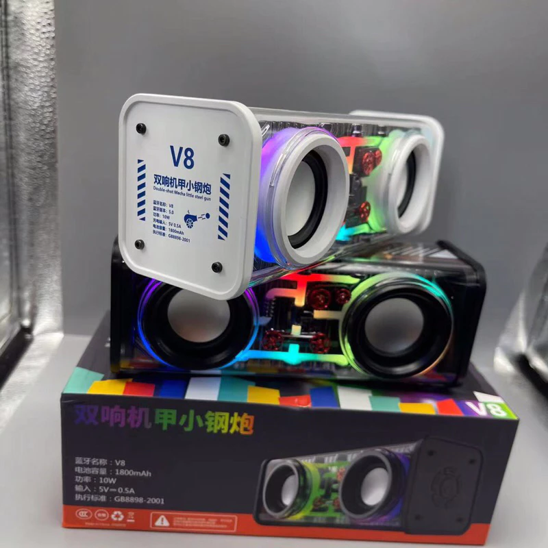 ใหม่ลำโพงบลูทูธแสงสีสันสดใสสีสันสดใส V8 ปืนใหญ่เหล็กขนาดเล็กเบสรองรับ Series Mecha ปืนใหญ่เหล็กขนาดเล็ก thumbnail 5