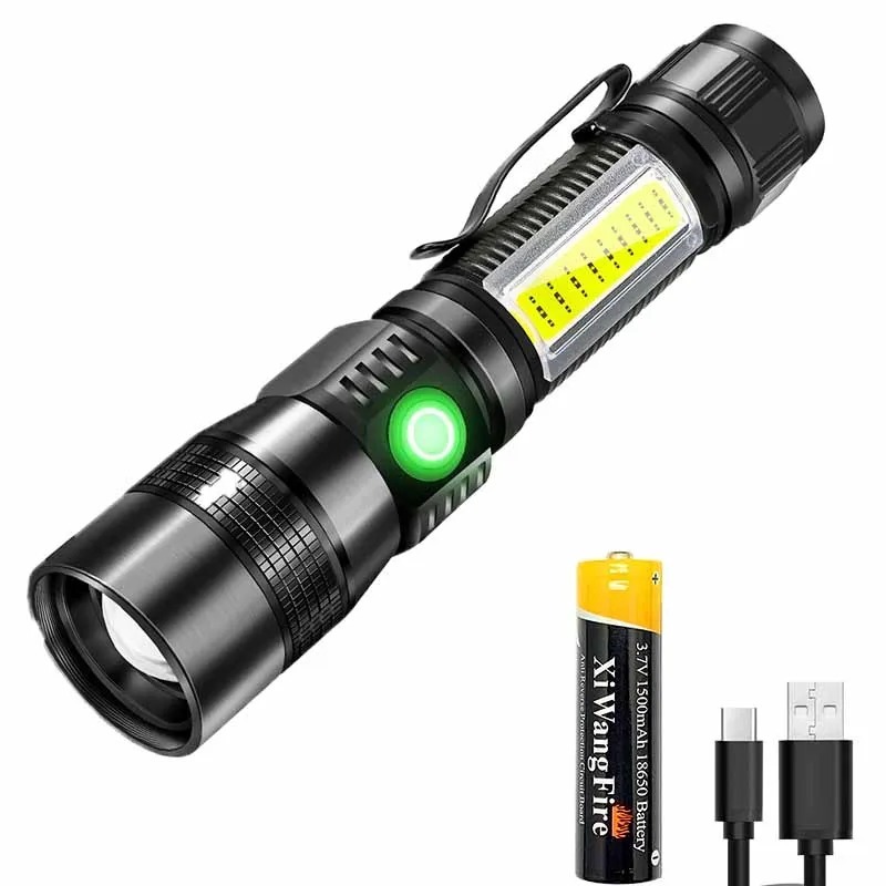 3 IN 1 ไฟฉาย มัลติฟังก์ชั่น LED แสงสว่างสีขาว+แสง UV สีม่วง+COB ด้านข้าง โหมดไฟฉุกเฉิน ปรับซูม ท้ายแม่เหล็ก ชาร์จType-C - รูปที่ 5