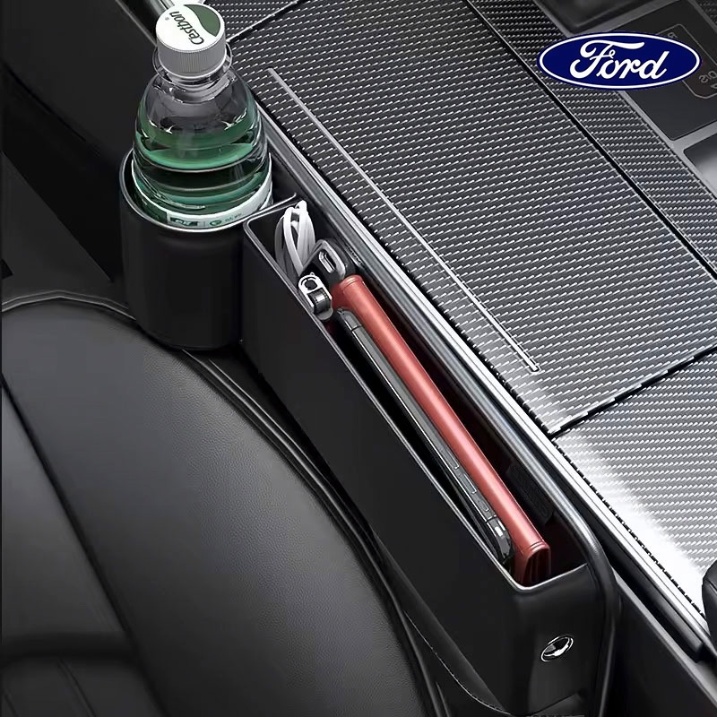 FORD Everest Ranger Mustang Fiesta กล่องจัดเก็บของสำหรับช่องว่างระหว่างเบาะรถยนต์ พร้อมที่วางแก้วน้ำ