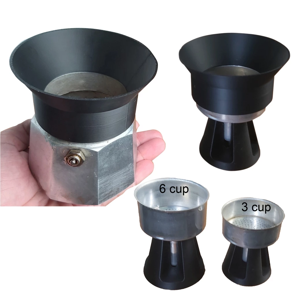 กรวยกรอกกาแฟ Bialetti Moka Pot Express ทรงลึก กว้าง 3 cup 6 คัพ+ ที่รองกรวยกรองกาแฟ