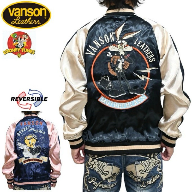 vanson×LOONEY TUNES sukajan jacket เสื้อปักลายมังกร เสื้อแจ็คเก็ตญี่ปุ่น ซูกะจัน สุกะจัน