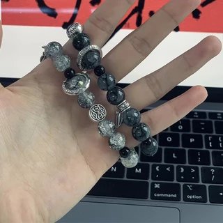 CODส่งเร็ว⚡สร้อยข้อมือหญิงแฮนด์เมดลูกปัดแก้วพร้อมดีไซน์เฉพาะกลุ่มสไตล์จีนย้อนยุคสําหรับผู้ชาย/คู่รัก