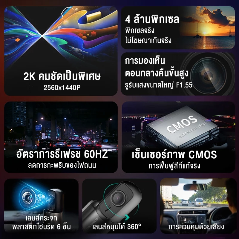 HIKVISION D1 / D1PRO Dash Cam Car Camera 2K กล้องติดรถยนต์ 1440 HD Wi-Fi ในตัว หมุนได้ 360° thumbnail 5